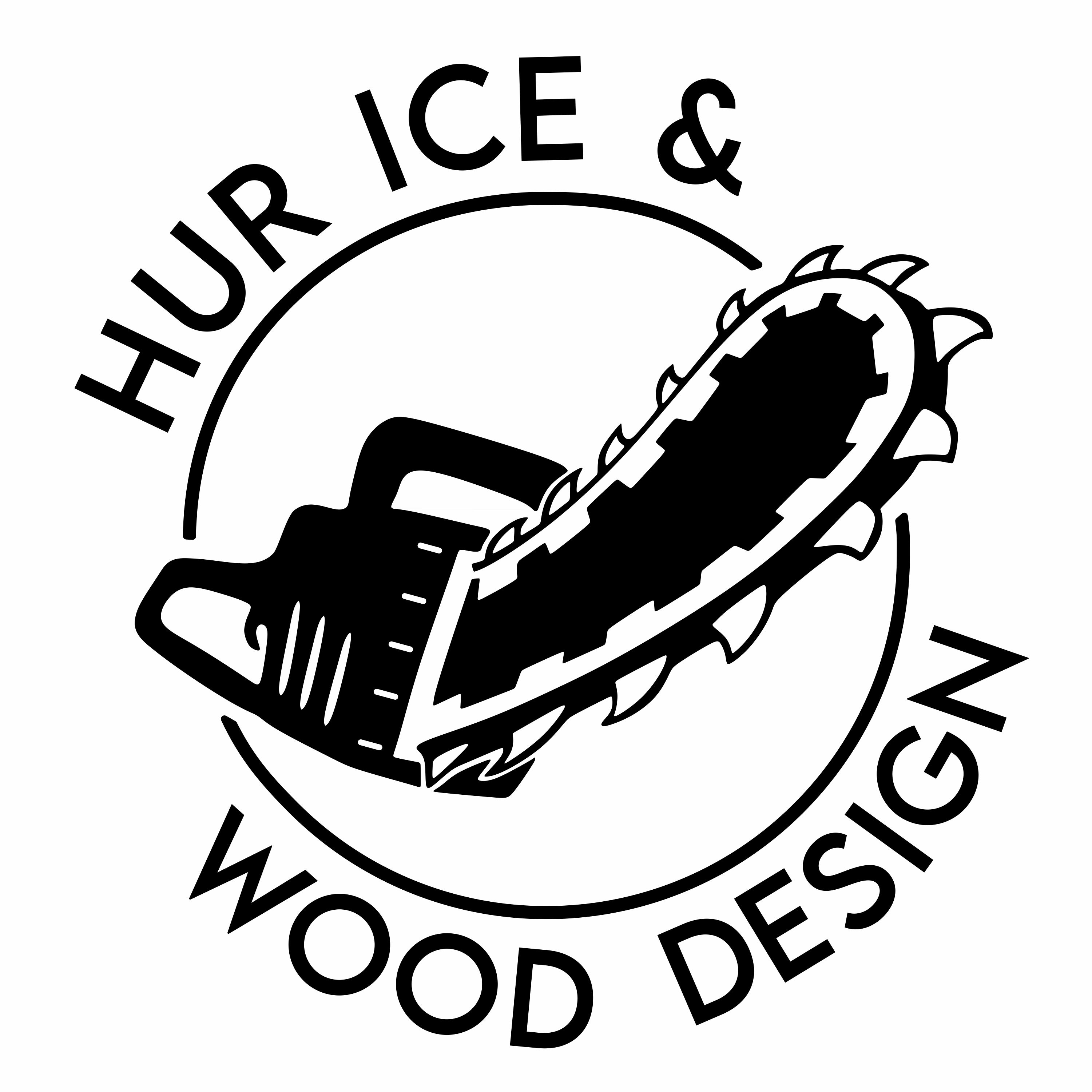 HUR Ice Wood Logo Round White Backing