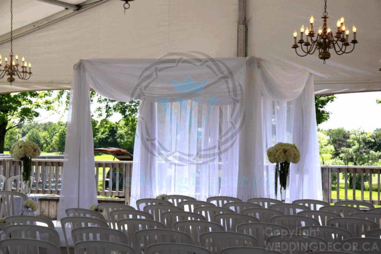 Wedding Decor Toronto chuppah ceremony outdoor tent chandeliers florals event rentals 768x512