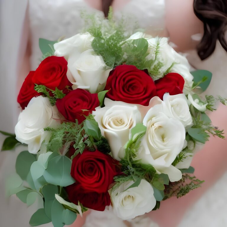 Red And White Roses Wedding Bouquet   Adeline Yeo 1 768x768