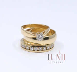 Engagement Ring and Wedding Bands