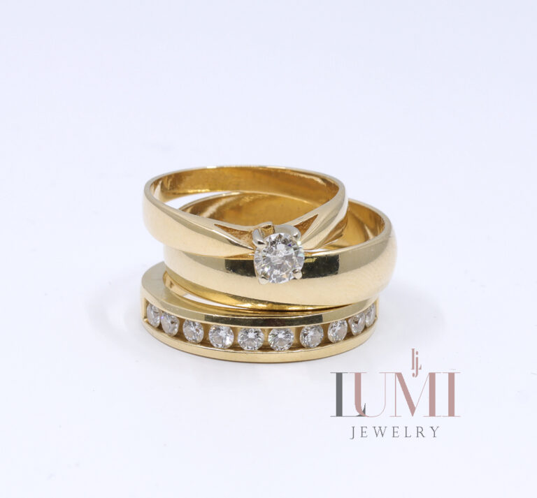 Engagement Ring and Wedding Bands
